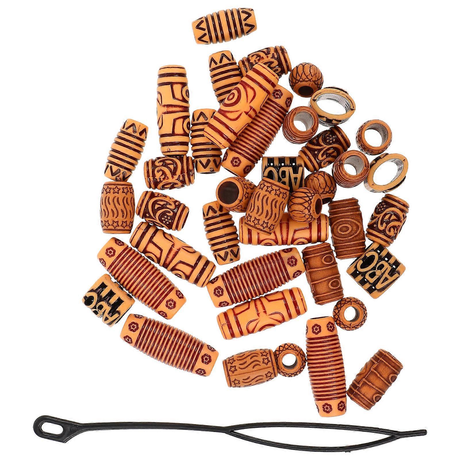 Flätor Hårpärlor Trä Håraccessoarer för Dreadlocks 40st DIY