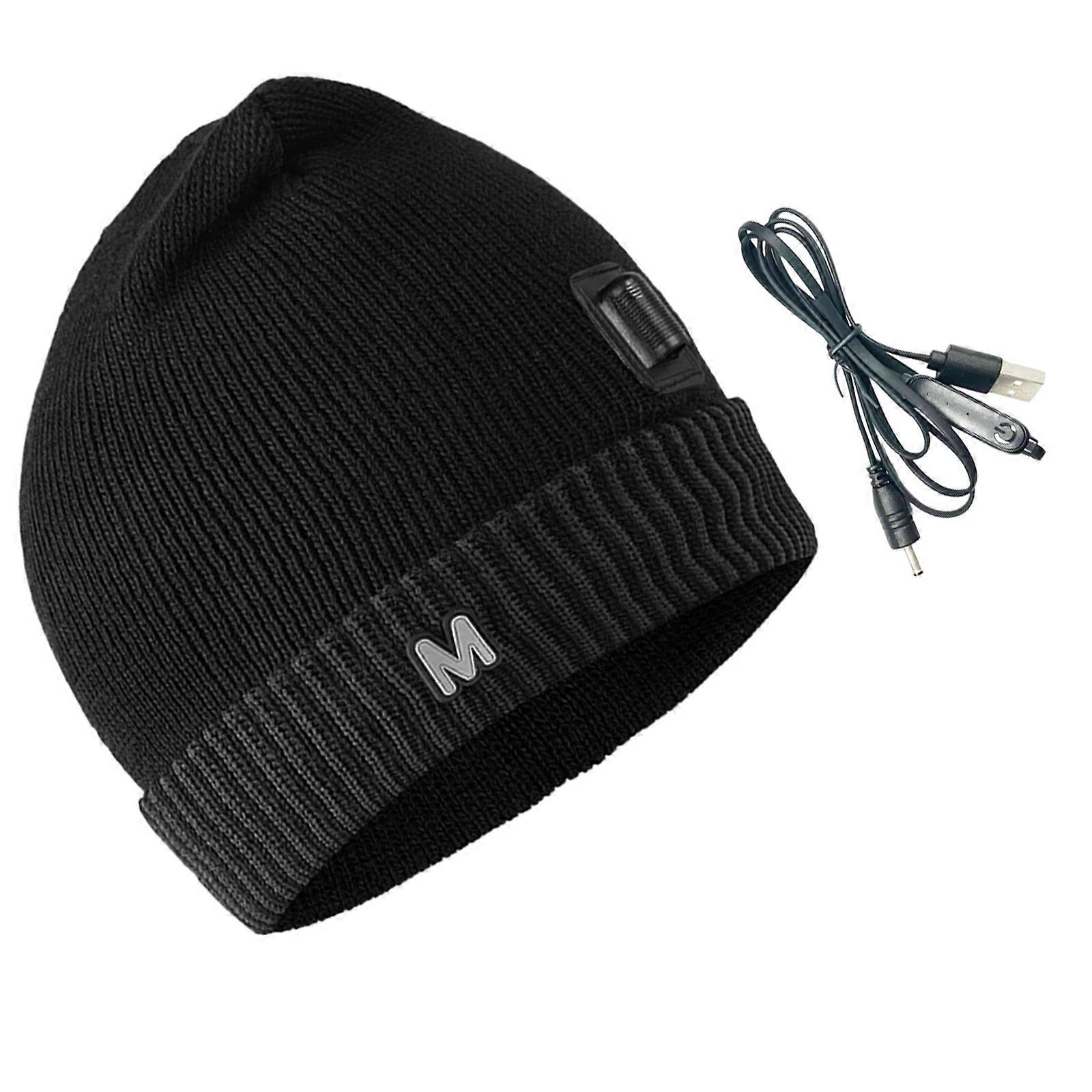 Portable Warm Fleece Cap USB Powered Heating System For Camping Commute  Black