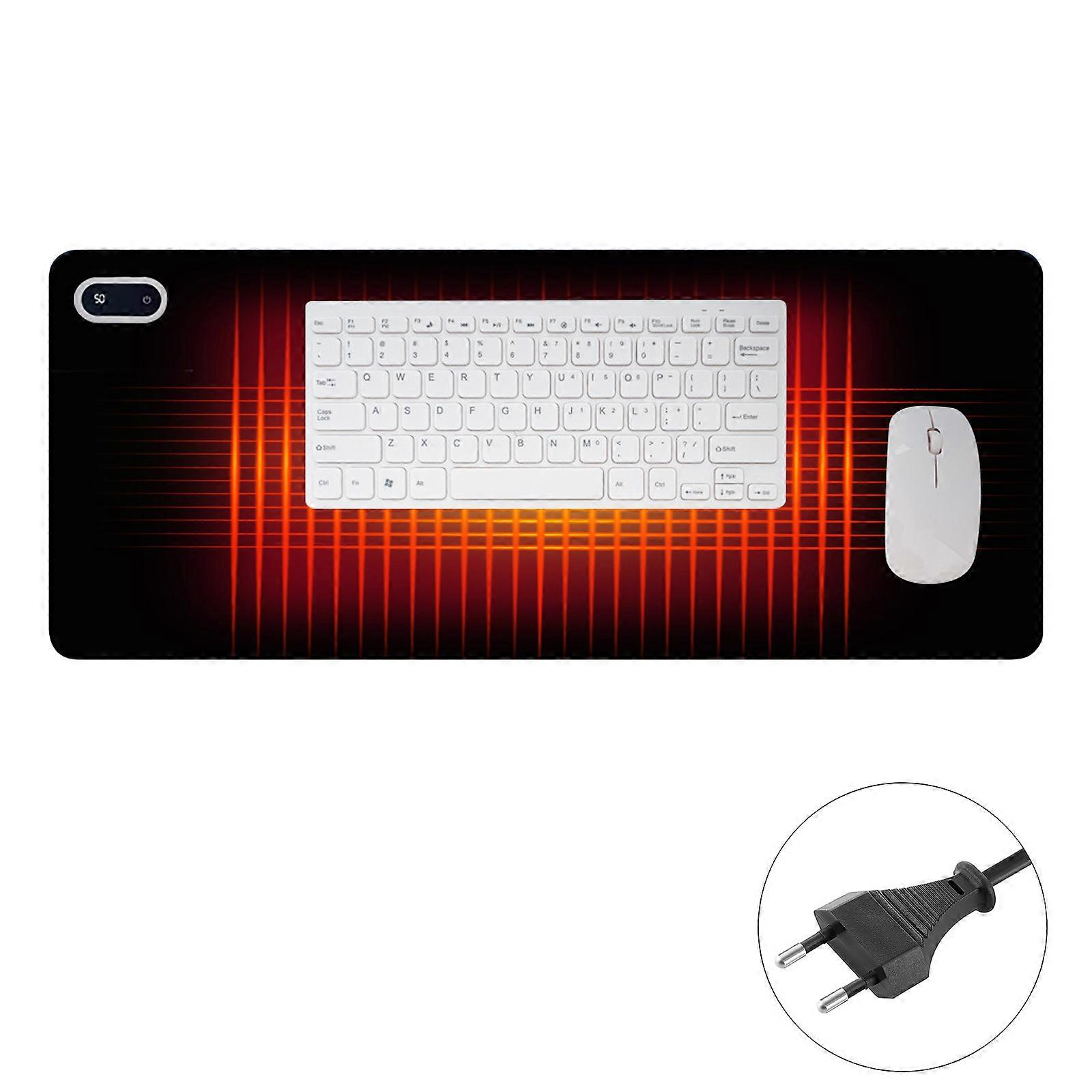 Fast Heating Office Desk Mats 5 Adjustable Mode Waterproof Surfaces Leather Texture Suitable for Computer Workstations  Light Grey