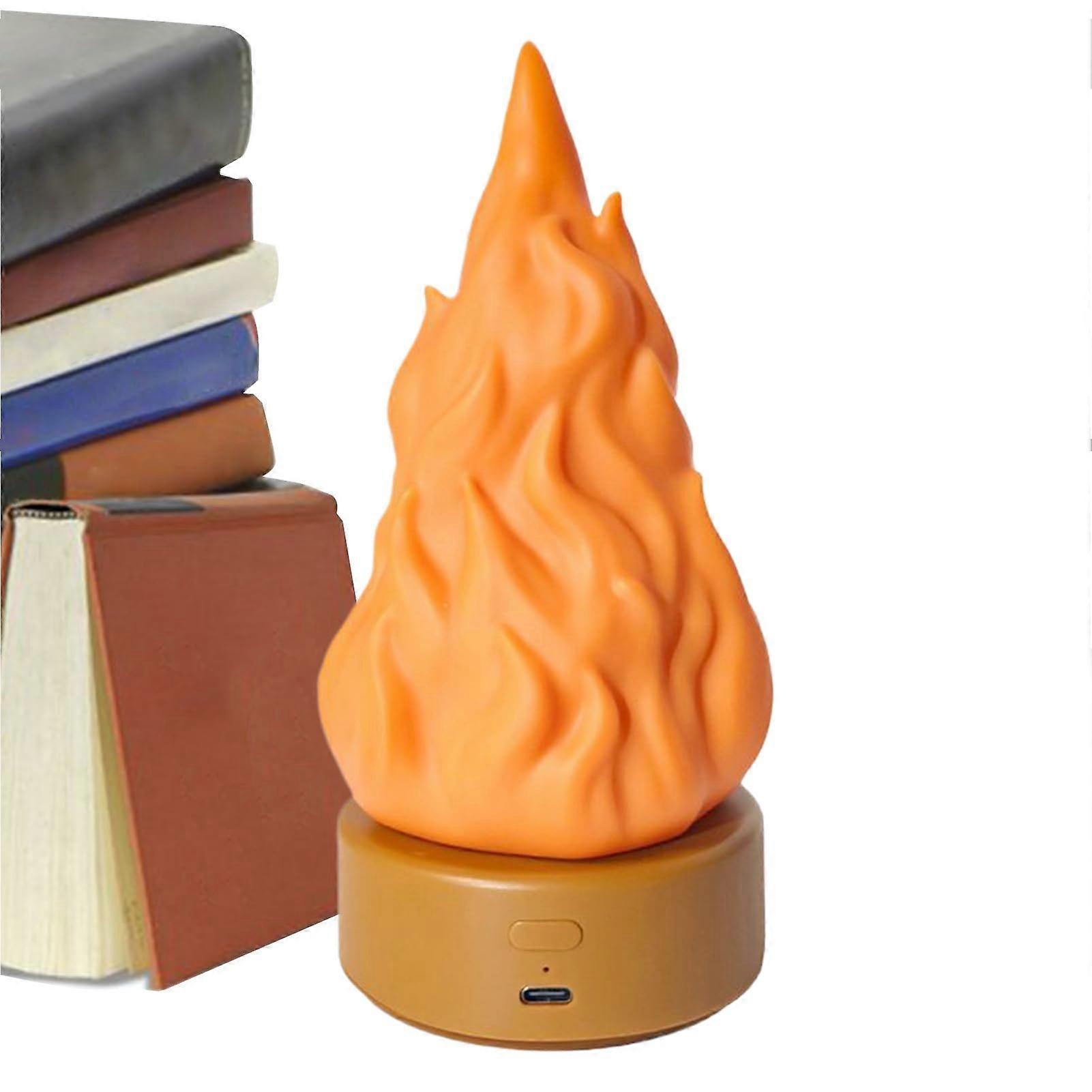 Flickering Flame Night Light LED Flameless 3 Modes Indoor Outdoor Desk Lamp