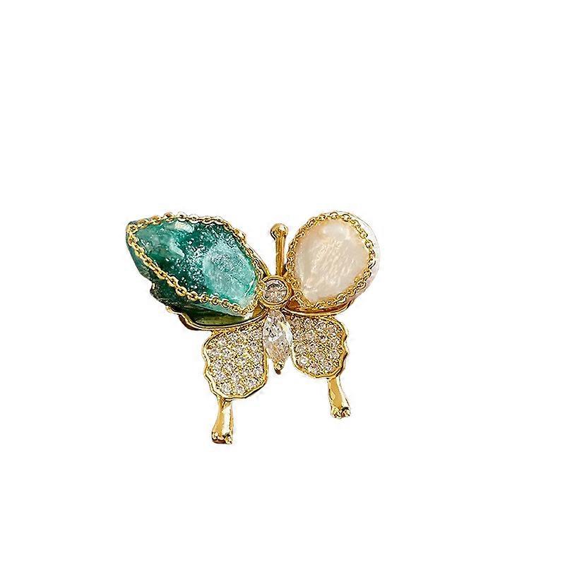 Retro Butterfly Element Pearl Geometric Brooch, Electroplating and Handcrafting, Suitable for attending events, For all Genders.-Gn