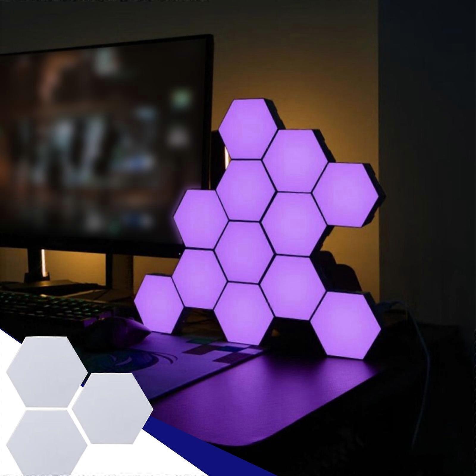 Kayannuo 3-PC Hexagonal Wall Lamp RGB Panel - Smart APP Controlled Modular Gaming LED Light with Music Sync, Honeycomb Shape, Compatible with Home