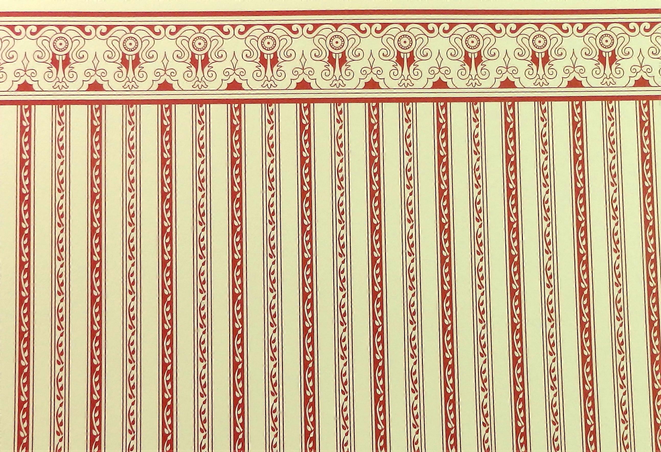 دمى البيت مصغرة طباعة كريم أحمر ريجنسي الشريط خلفية