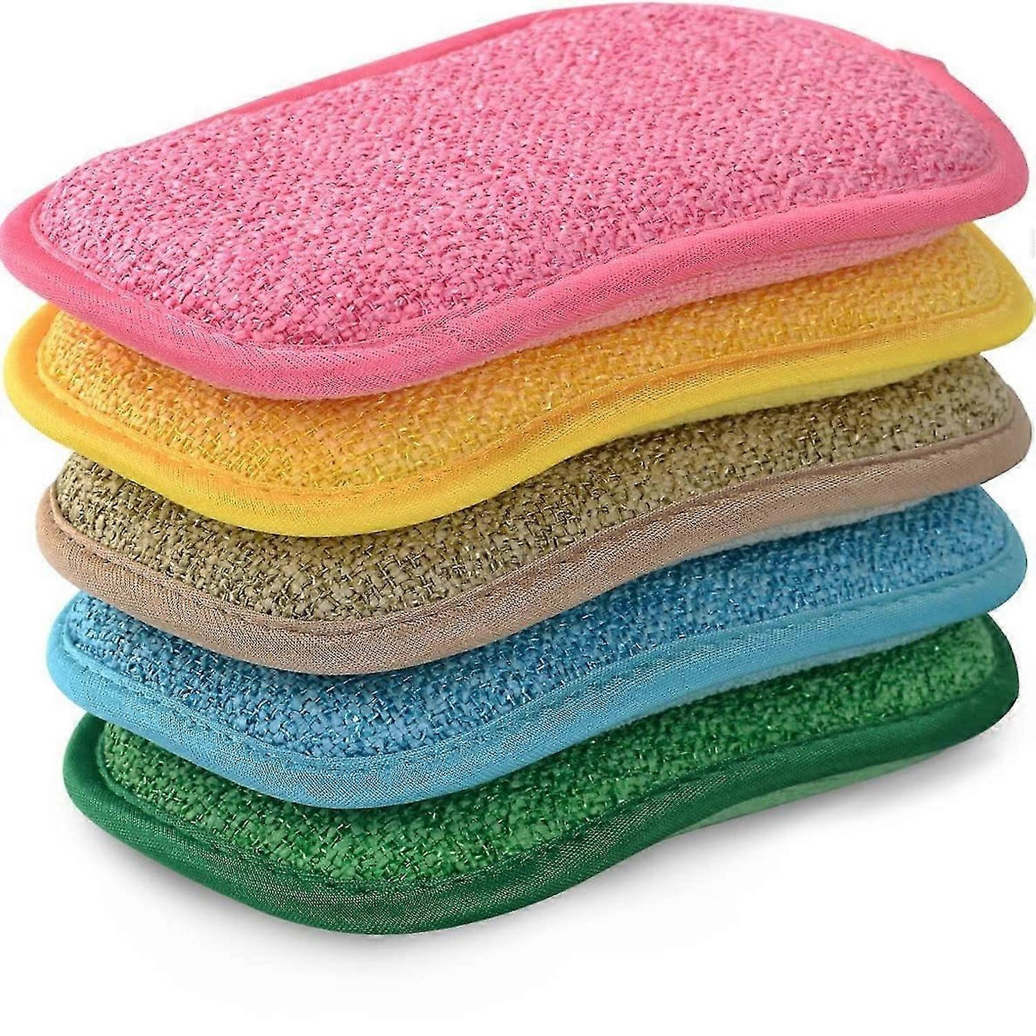 Non-Scratch Scrub Sponges Reusable Microfiber Kitchen Set Dish Scrubbing Sponges