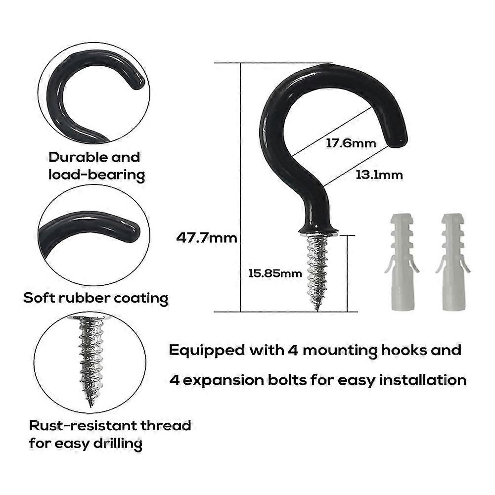 Curtain Tiebacks Ropes 4 Pack, Curtain Holdbacks with 4 Metal Screw Hooks,Holders Cord for Thin or Thick Window Drapes A