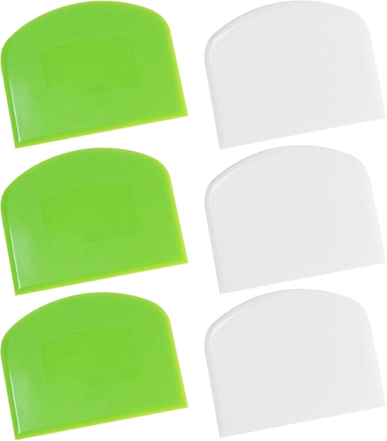 6 PCS Dough Scraper,Dough Cutter Bench Scraper for Bread Cake Dough Fondant Icing White+Green medium