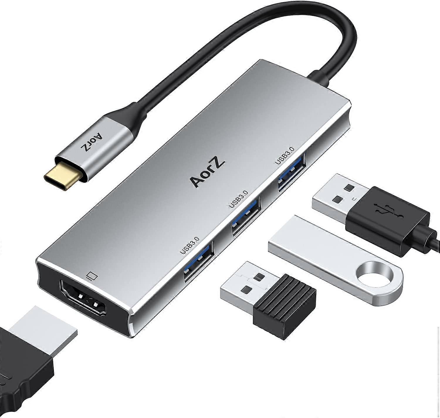 USB C Hub HDMI Adapter, USB C to USB Hub USB C Dongle 4 in 1 Type C Hub with 4K HDMI, USB 3.0 Ports