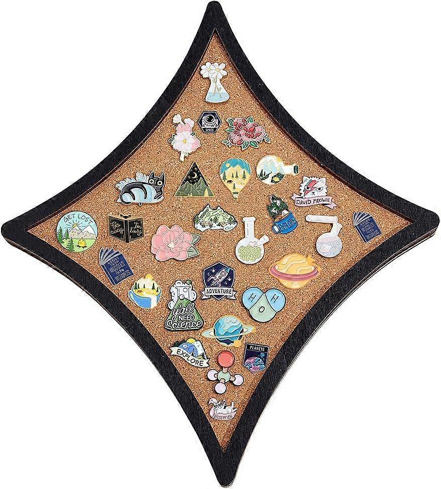 Star Burst Pin Cork Board 11.8x10.2Inch Wall Mounted Corkboard with Black Frame Bulletin Display Board for Brooch Pin Storage Display Office Home and 