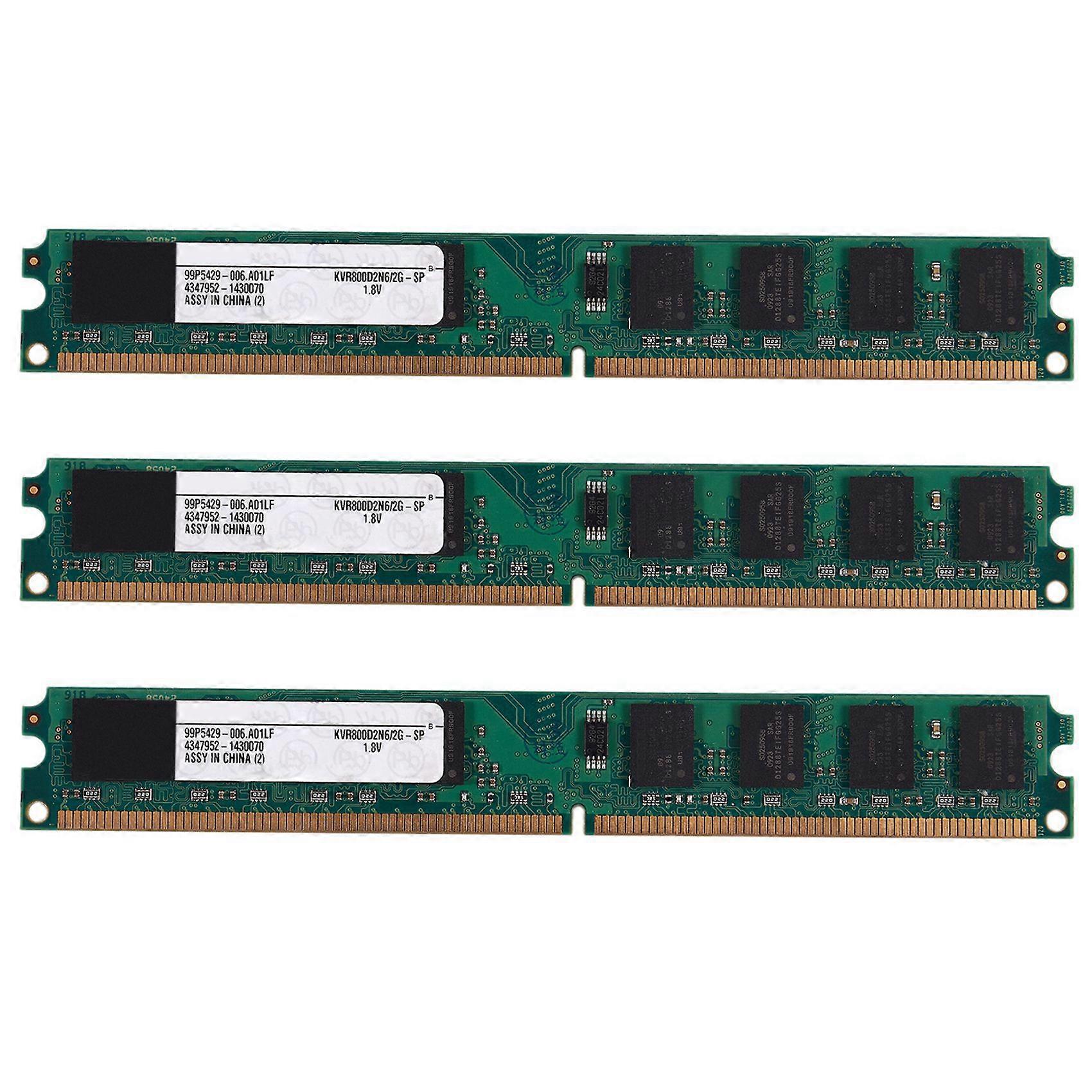 3X 2GB DDR2 PC2-6400 800MHz 240Pin 1.8V Desktop DIMM Memory RAM for Intel, for AMD(2GB/800,S)