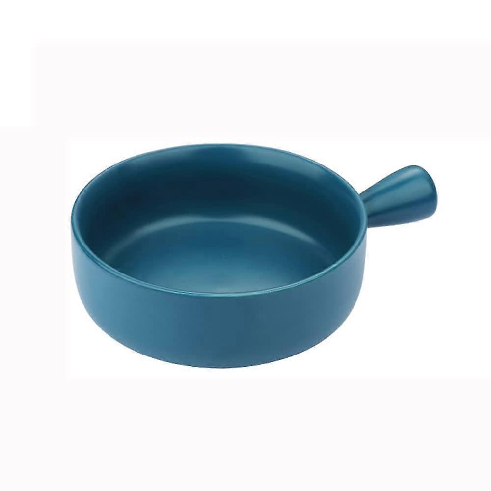 Ceramic Soup Bowl with Handle, 20oz French Onion Soup Crock, Oven and Microwave Safe, Blue