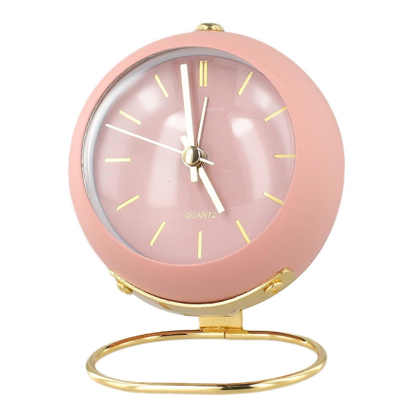 Silent Desk Clock with Luminous Display, NonTicking Metal Alarm for Bedside and Home Office