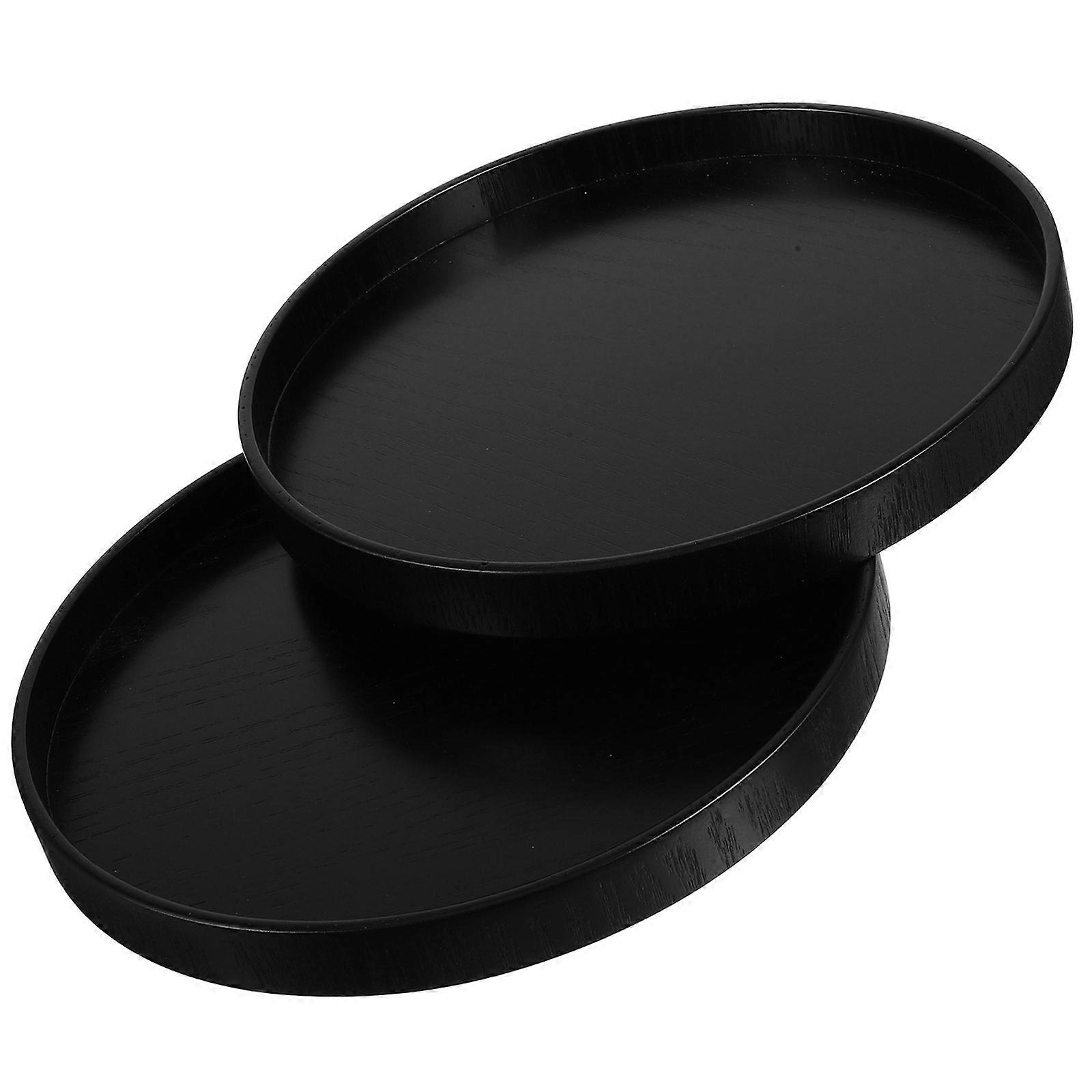 Round Wood Tray Decorative Tray for Serving Food 2Pcs for Kitchen