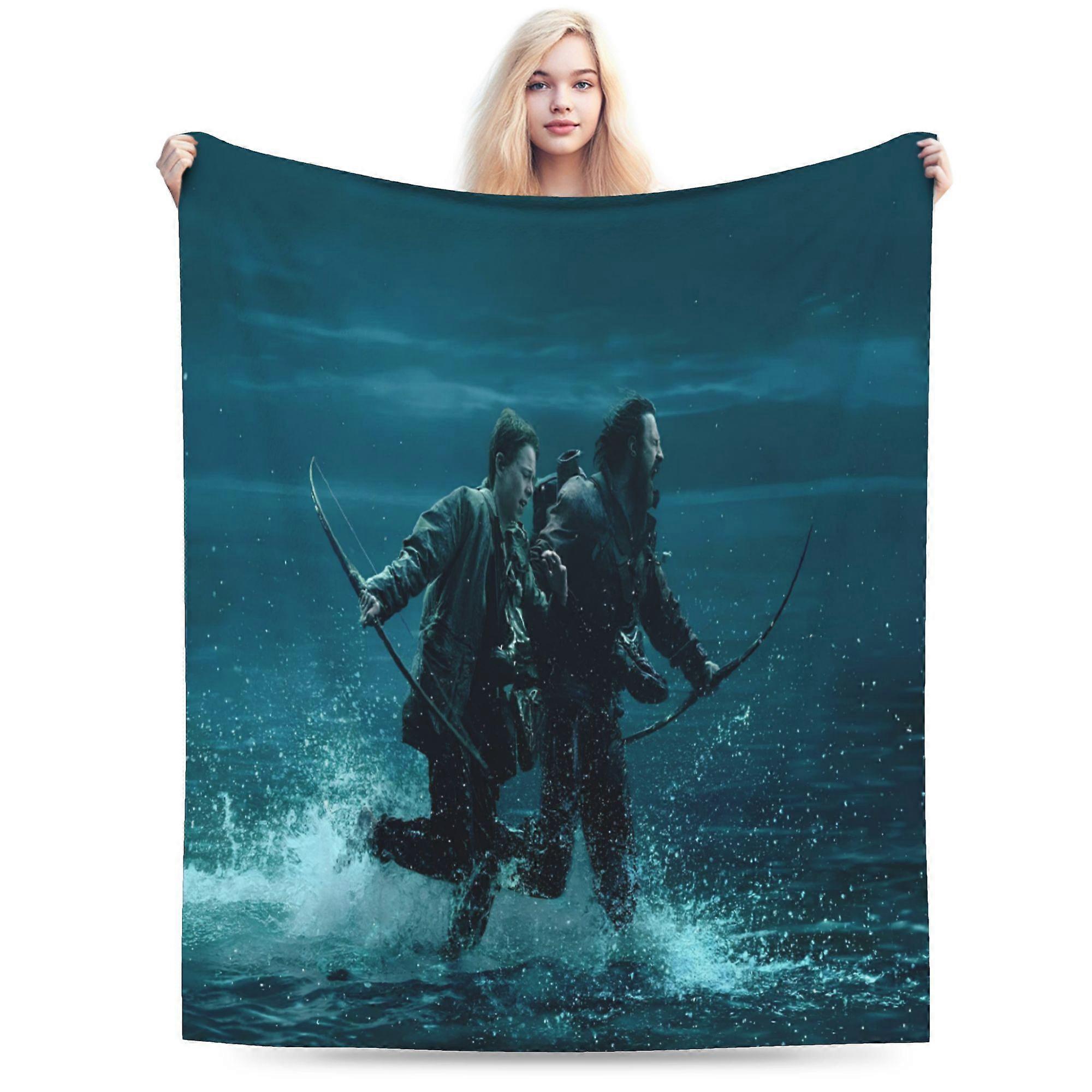 Couverture en flanelle à thème anime « 28 Years Later » - Plaid doux beige clair toutes saisons avec un motif de personnage vibrant, -AZXUY389