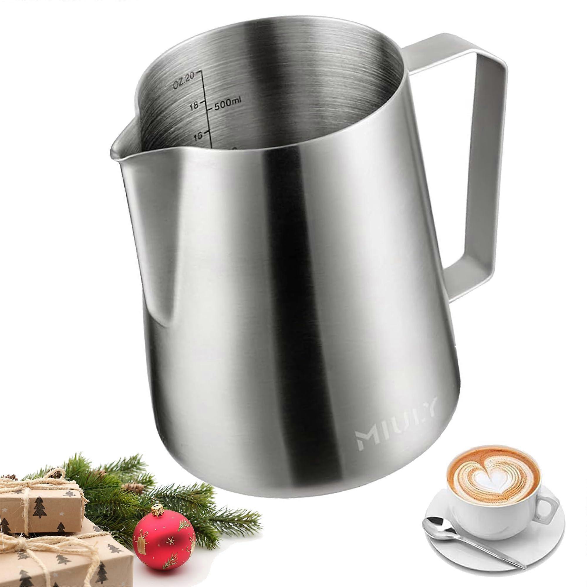 20oz Stainless Steel Milk Frothing Pitcher with Precision Spout, Dishwasher Safe Large Milk Frother Jug for Latte Art and Espresso