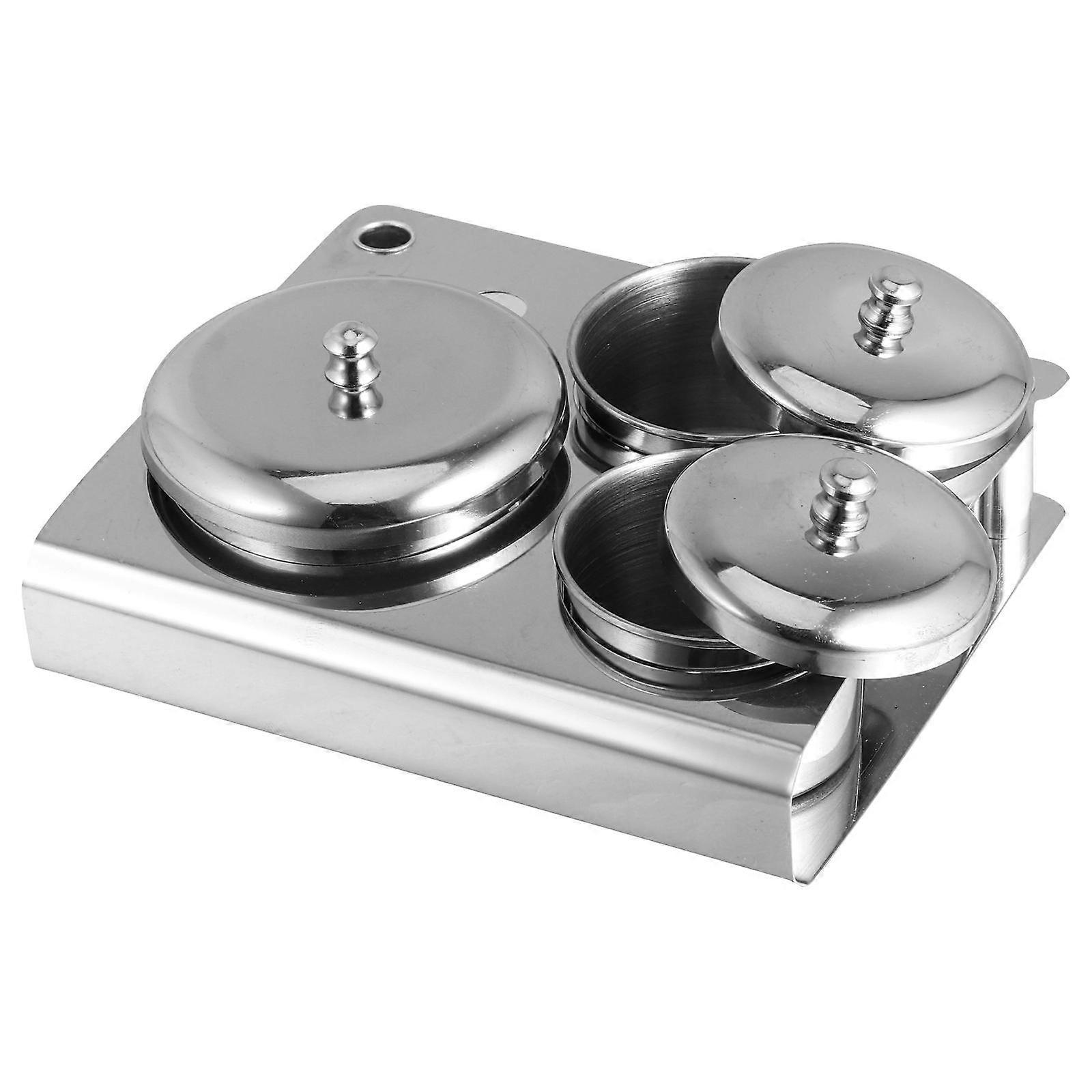 Manicures Liquid Container 3Pcs Nail Crystal Cup with Lid Silver