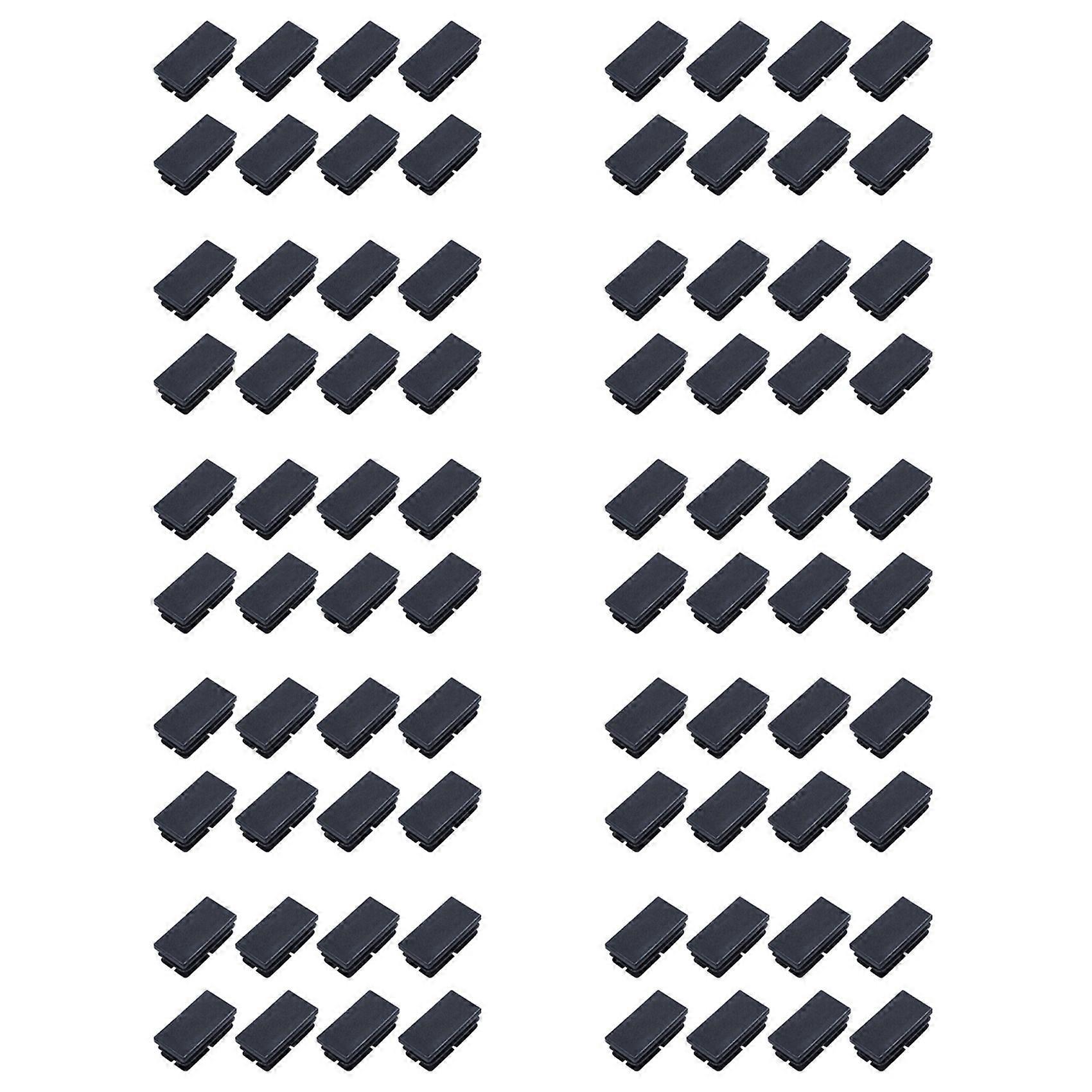80 Pcs Black Plastic Rectangular Blanking End Caps Inserts 20mm X 40mm