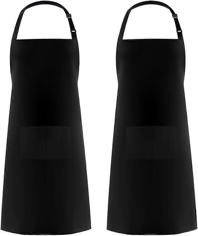 2Pcs Adjustable Bib Apron Waterproof, With 2 Pockets Cooking Kitchen Apron