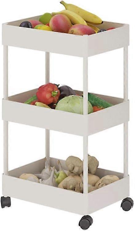 ThreeTier Kitchen Storage Rack with Large Capacity, FloorStanding MultiPurpose Shelf, White
