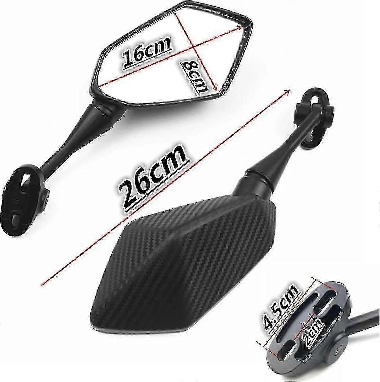 Black Motorcycle Mirrors for Yamaha R6 with Adjustable Stem