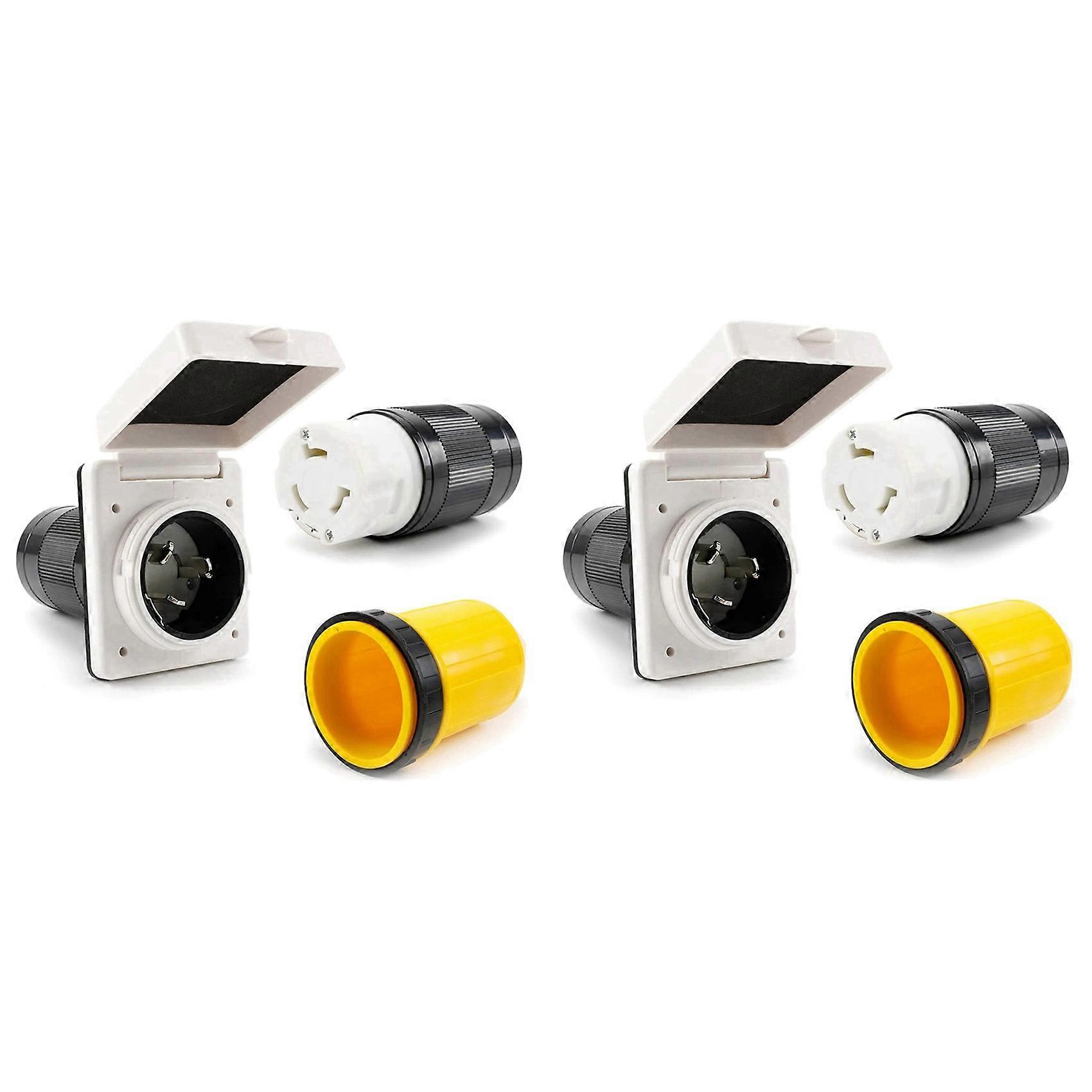 2X 30 Amp RV Power Inlet Receptacle, 30 Amp RV Power Cover Twist Locking Connector