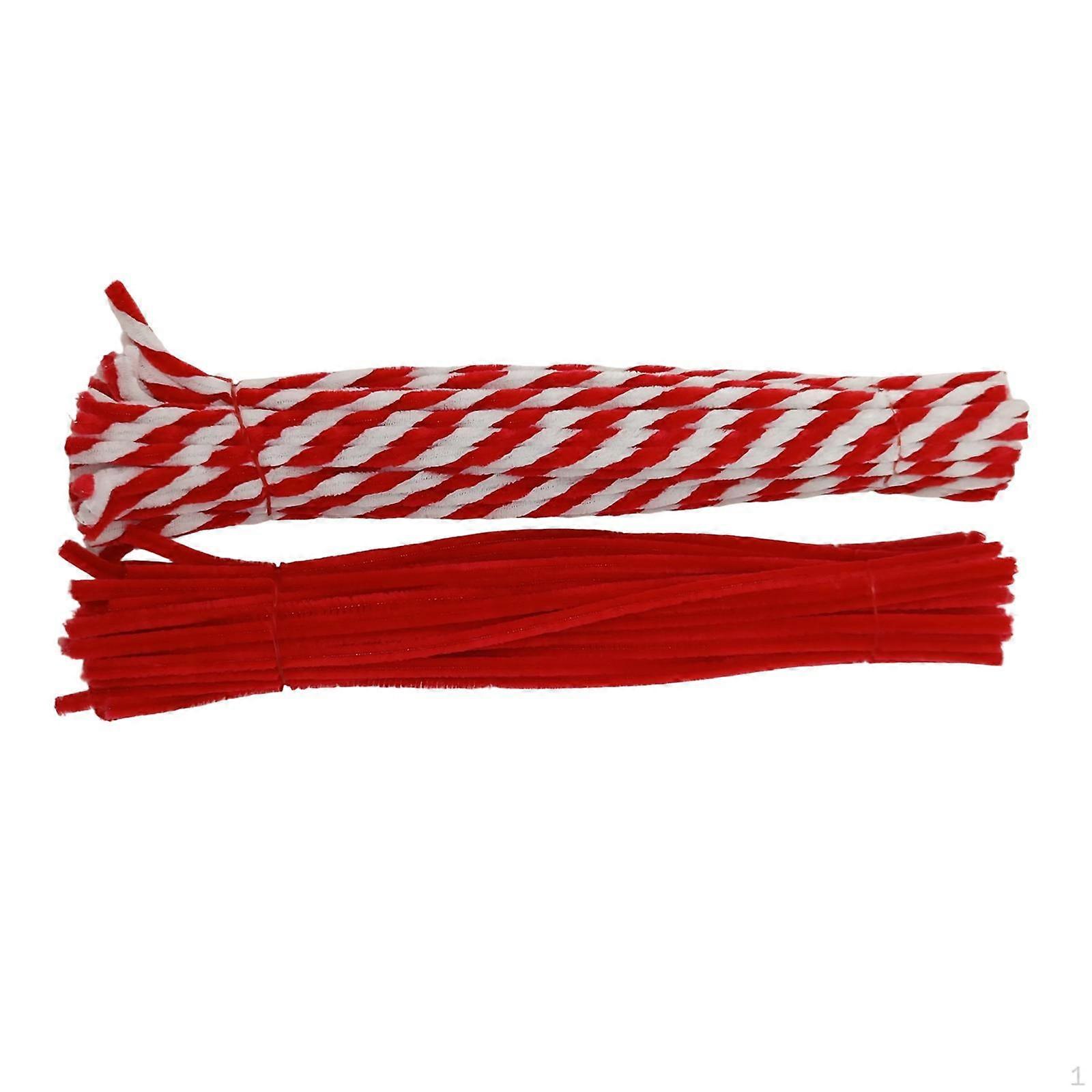 Christmas Tube Cleaners Chenille Stem Fuzzy Sticks Multipurpose for DIY Bow Wreath Tree