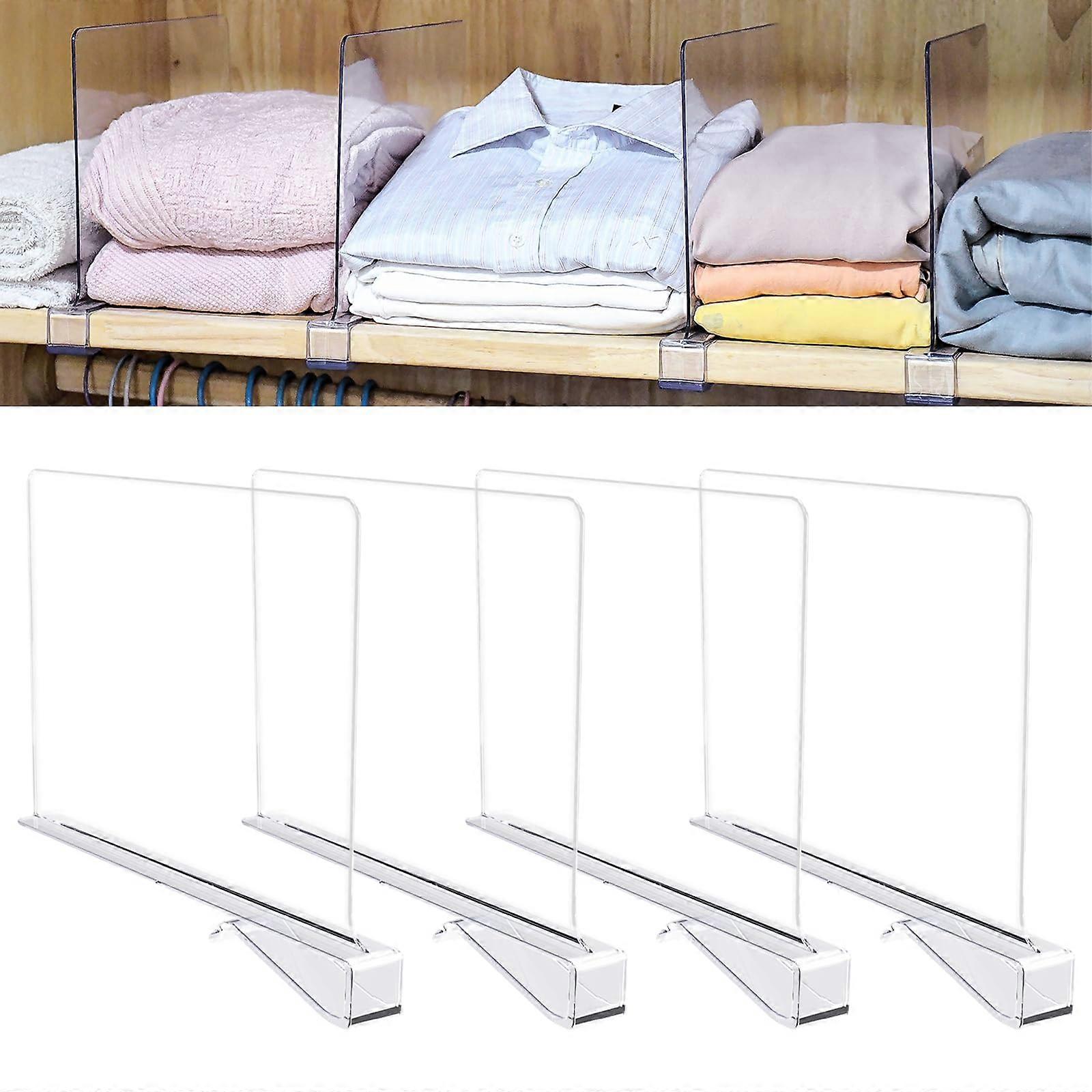 4 Pack Acrylic Closet Shelf Dividers for Clothes and Towels, SpaceSaving Closet Organizers and Storage