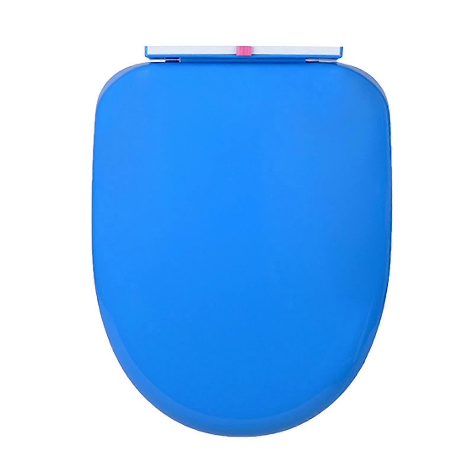 Soft Close Round Toilet Seat with Slow Closing Lid, AntiSlip Pads, Easy Clean, Red or Blue