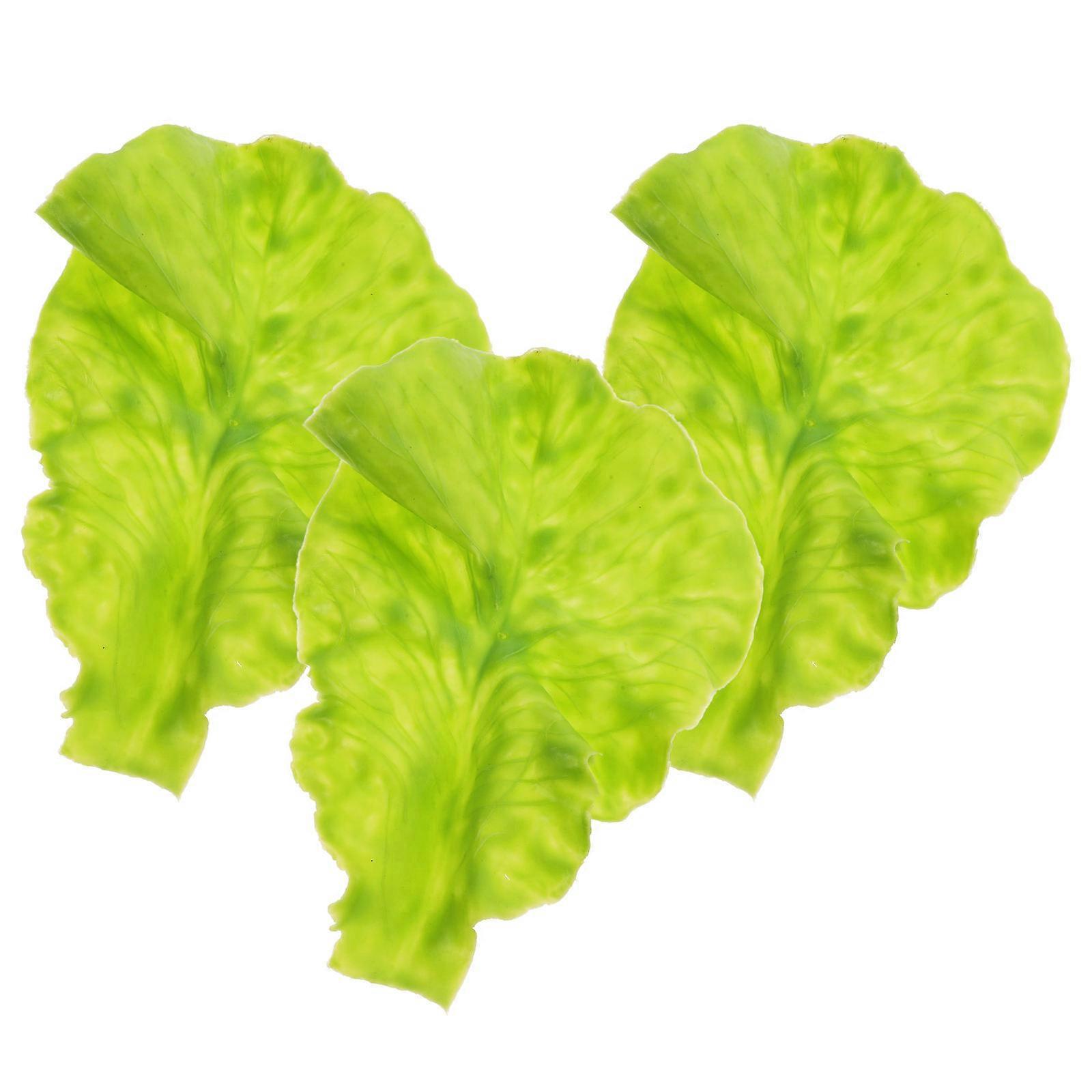 Simulation Green Lettuce Leaves Artificial Vegetable Model for Decor 3Pcs