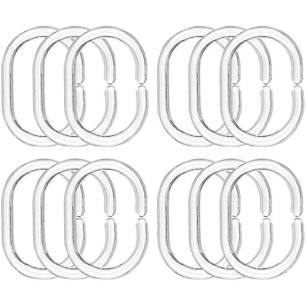 Plastic Clear Shower Curtain Hooks for Bathroom Use 12Pcs Set