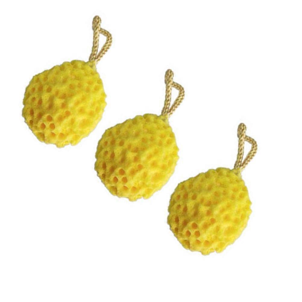 Honeycomb Bath Sponge for Shower Use 3Pcs Durable Yellow Sponge Set