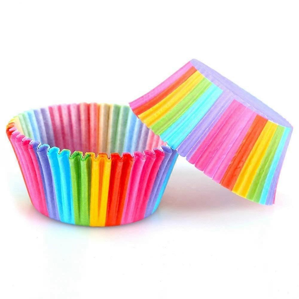 Rainbow Cupcake Liners 100 PCS OilProof  Temperature Baking Cups Colorful Muffin Paper