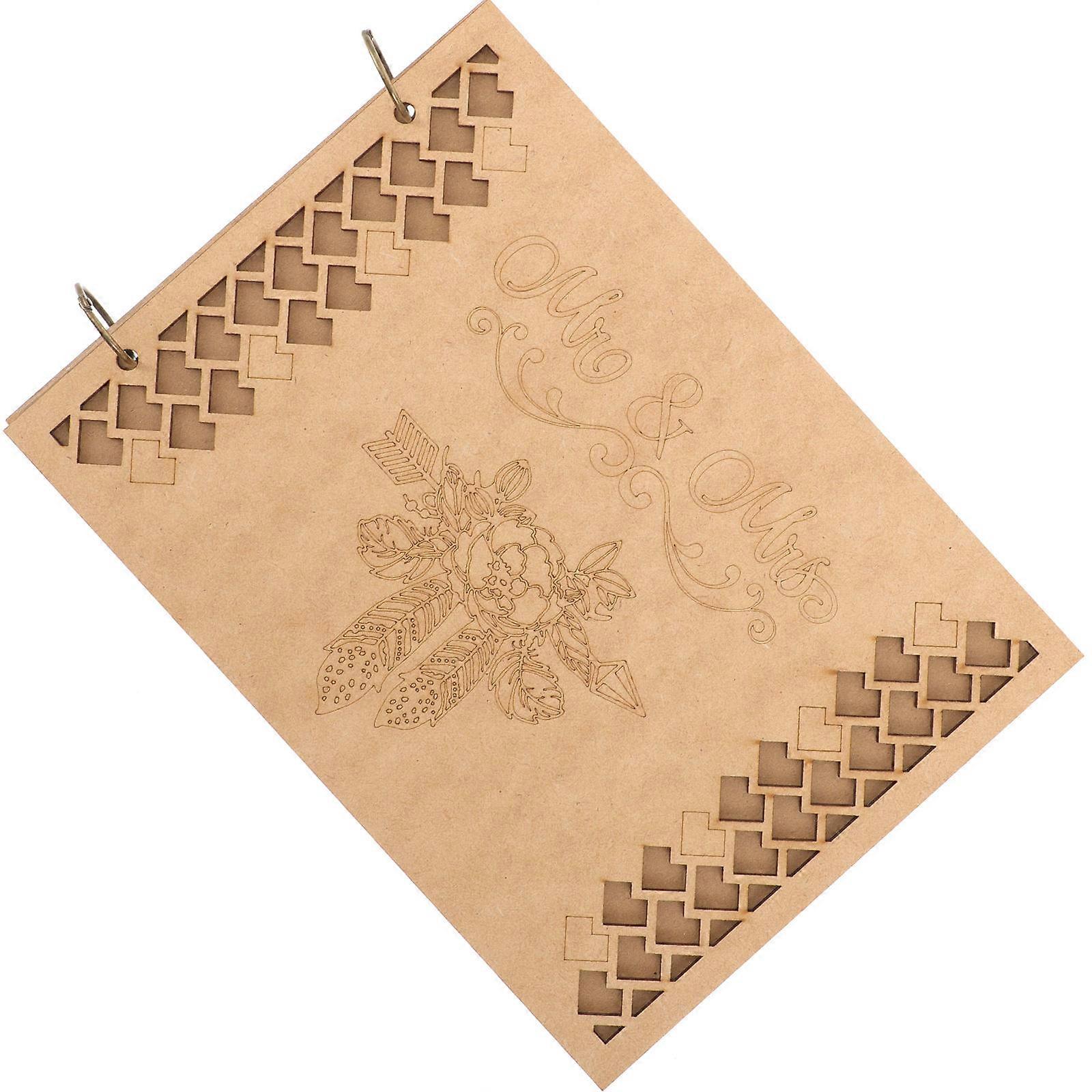 Retro Wedding Sign In Book For Guests Designed For Memory Recording In Rectangle Shape 2Pcs