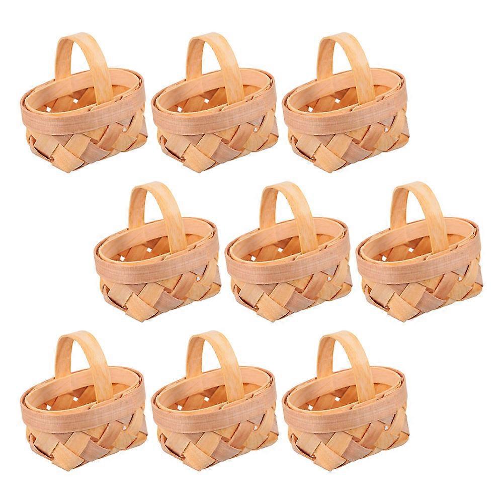 Candy Storage Wooden Mini Baskets Handwoven for Portable Use 9Pcs