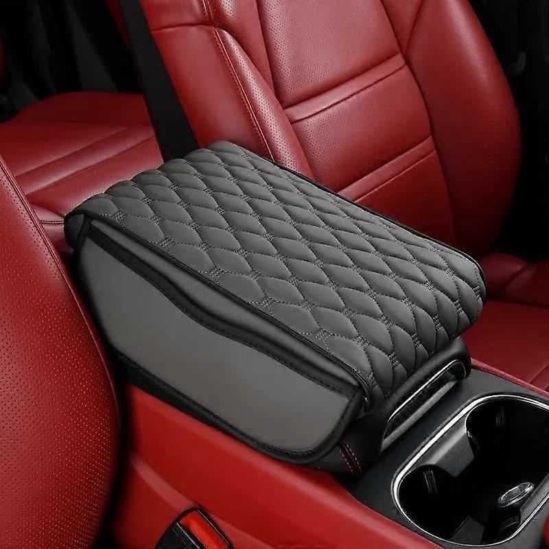 Car Armrest Pad with Memory Foam Comfort, Universal Center Console Storage Box, Upgrade Gray