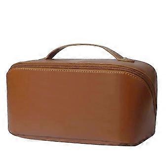 Solide Reisekosmetiktasche mit großem Fassungsvermögen, flach zu öffnende Make-up-Tasche, Aufbewahrungstasche aus PU-Leder, wasserdicht, multifunktionale Kulturtasche, Hautpflegetasche