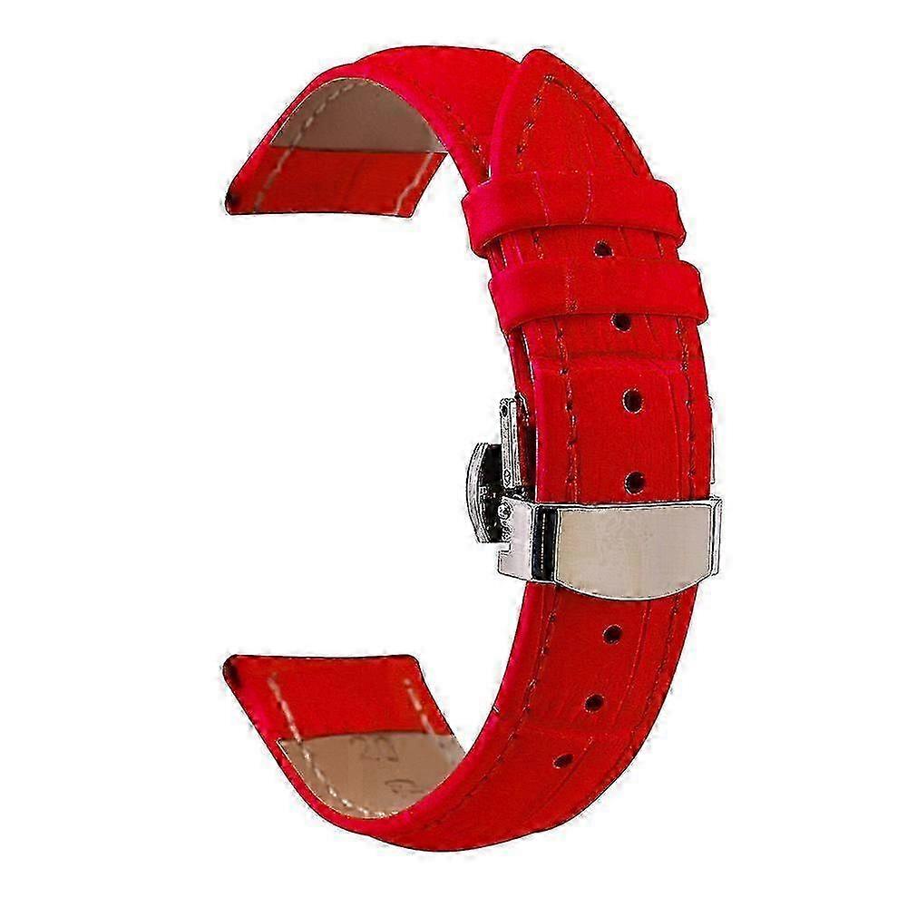 Universal Butterfly Buckle Watch Band for Casio, Leather Replacement Strap