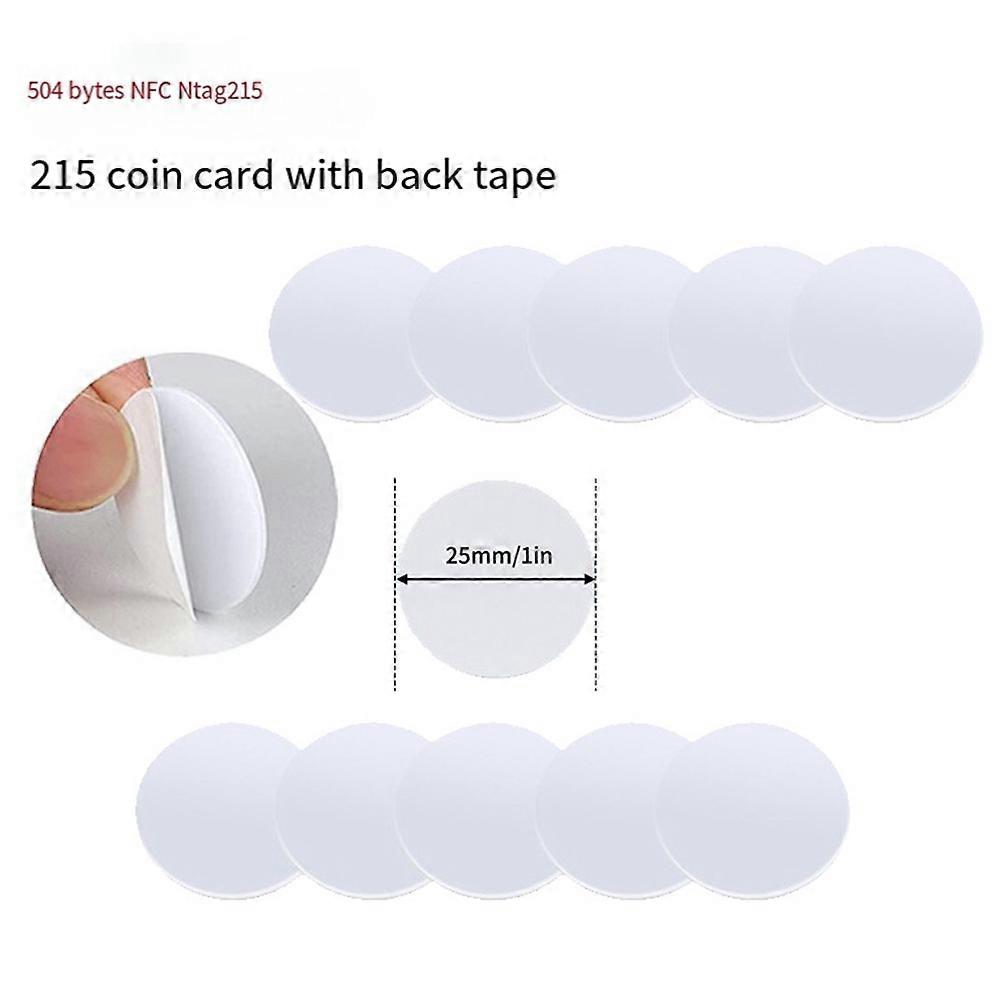 100 stuks 13.56MHz NFC Ntag215 Card Coin NTAG 215 Card Label 25 mm Diameter Kan worden gebruikt voor zelfgemaakte amiibo