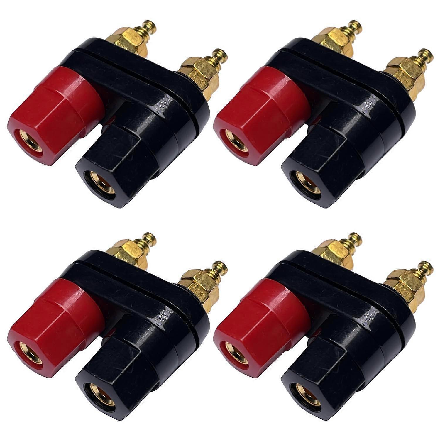 Gold Plated Speaker Binding Posts 4mm Dual Banana Plug Connectors 2 Way Amplifier Terminals 4 Pack
