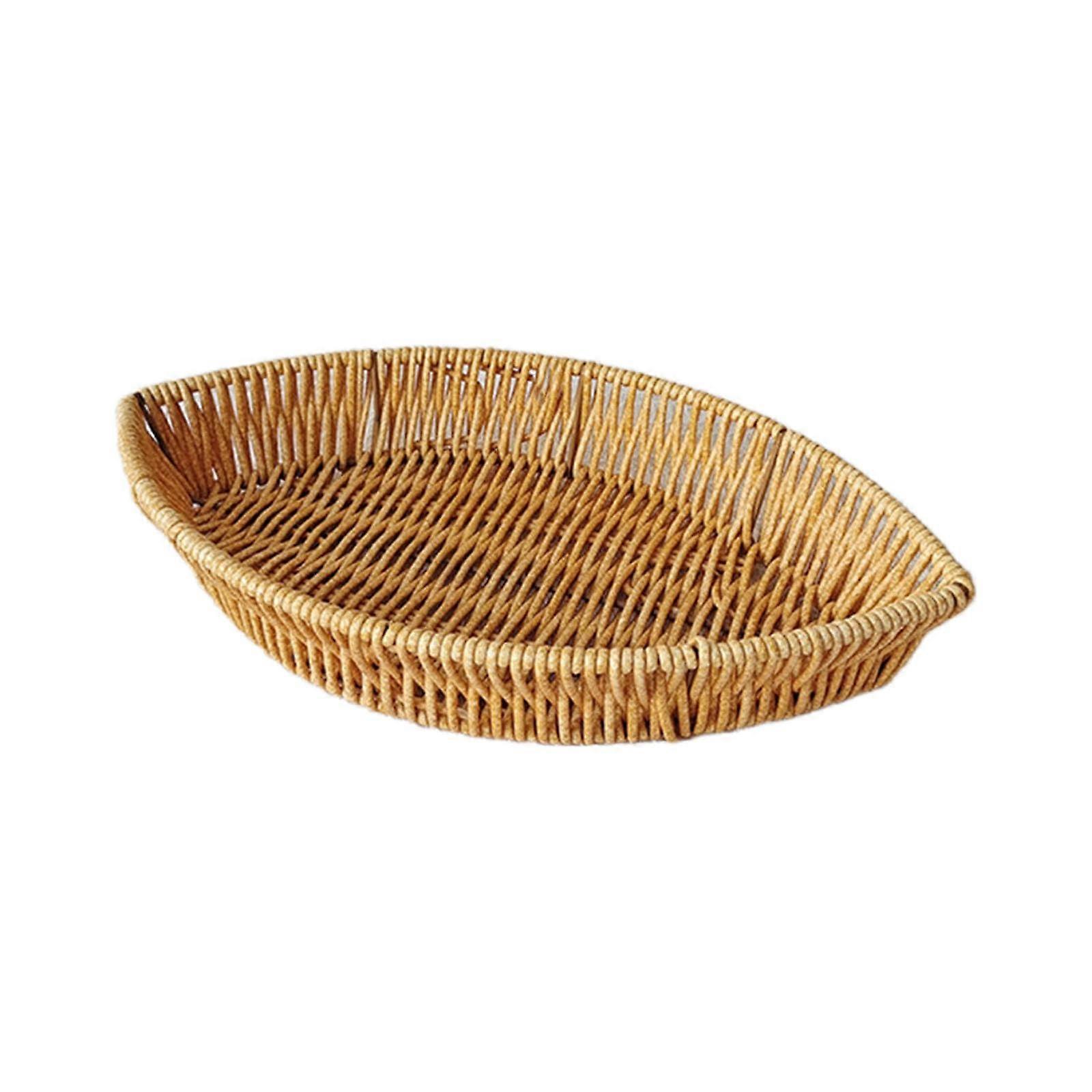Leaf Shaped Snacks Serving Tray Imitation Rattan Fruit Platter for Dessert and Snack Display