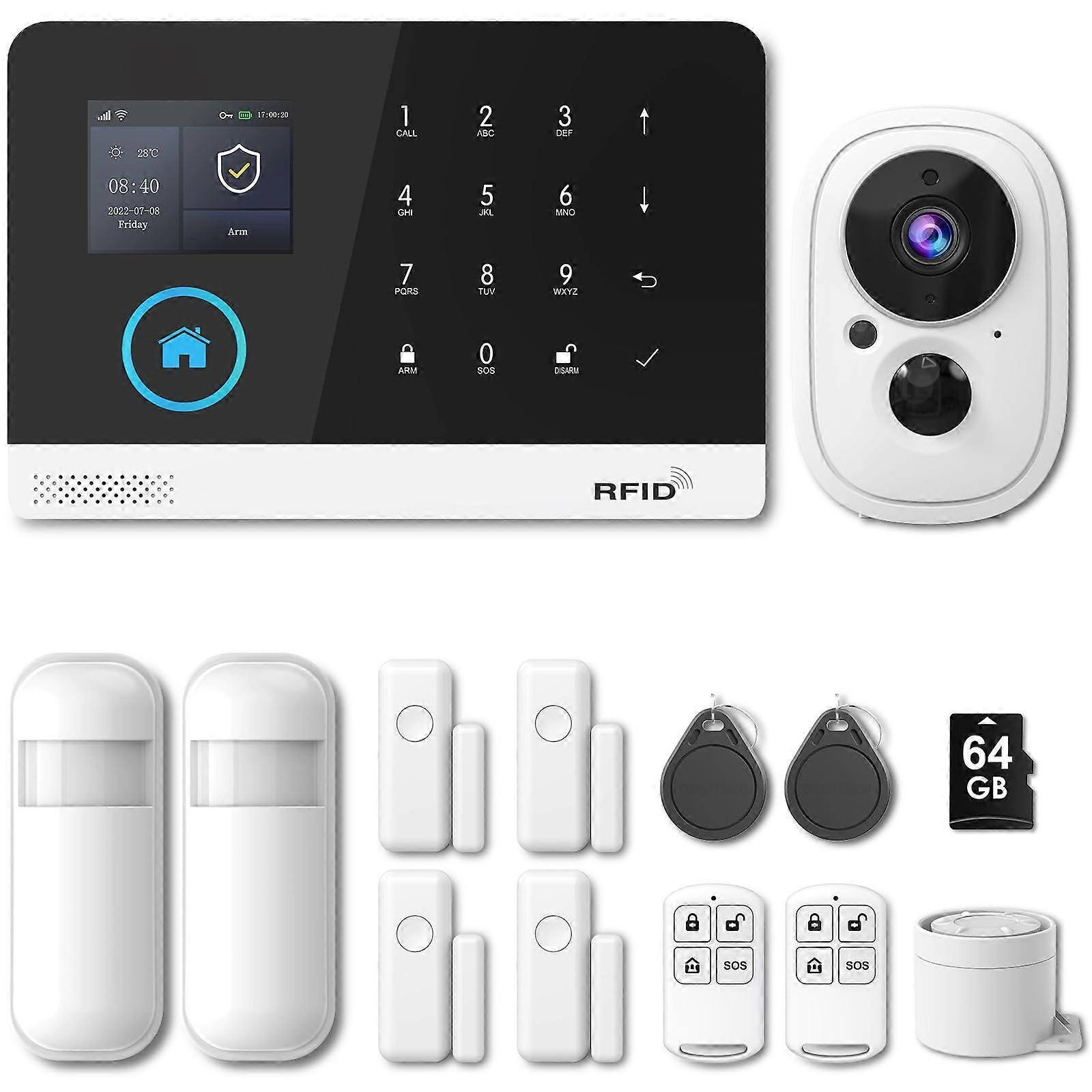 Wireless Home Security System with HD Motion Detection, TwoWay Audio, IP65 Camera, 64GB Storage