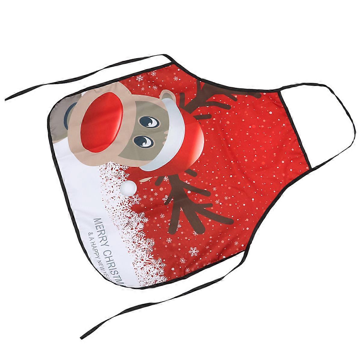 Waterproof Christmas Apron Dinner Apron for Baking Elk Head Print