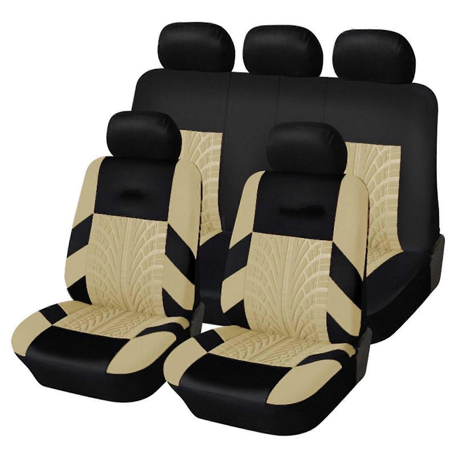 Universal Car Seat Covers Full Set for Ibiza Front and Rear Split Bench Protector Beige Durable Fit