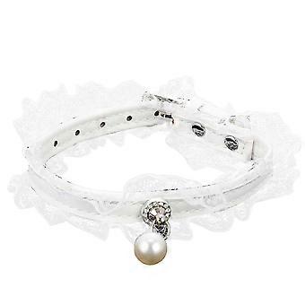 Charming Pearls Decorated Dog and Cat Collar with Bow Tie for Wedding and Pets