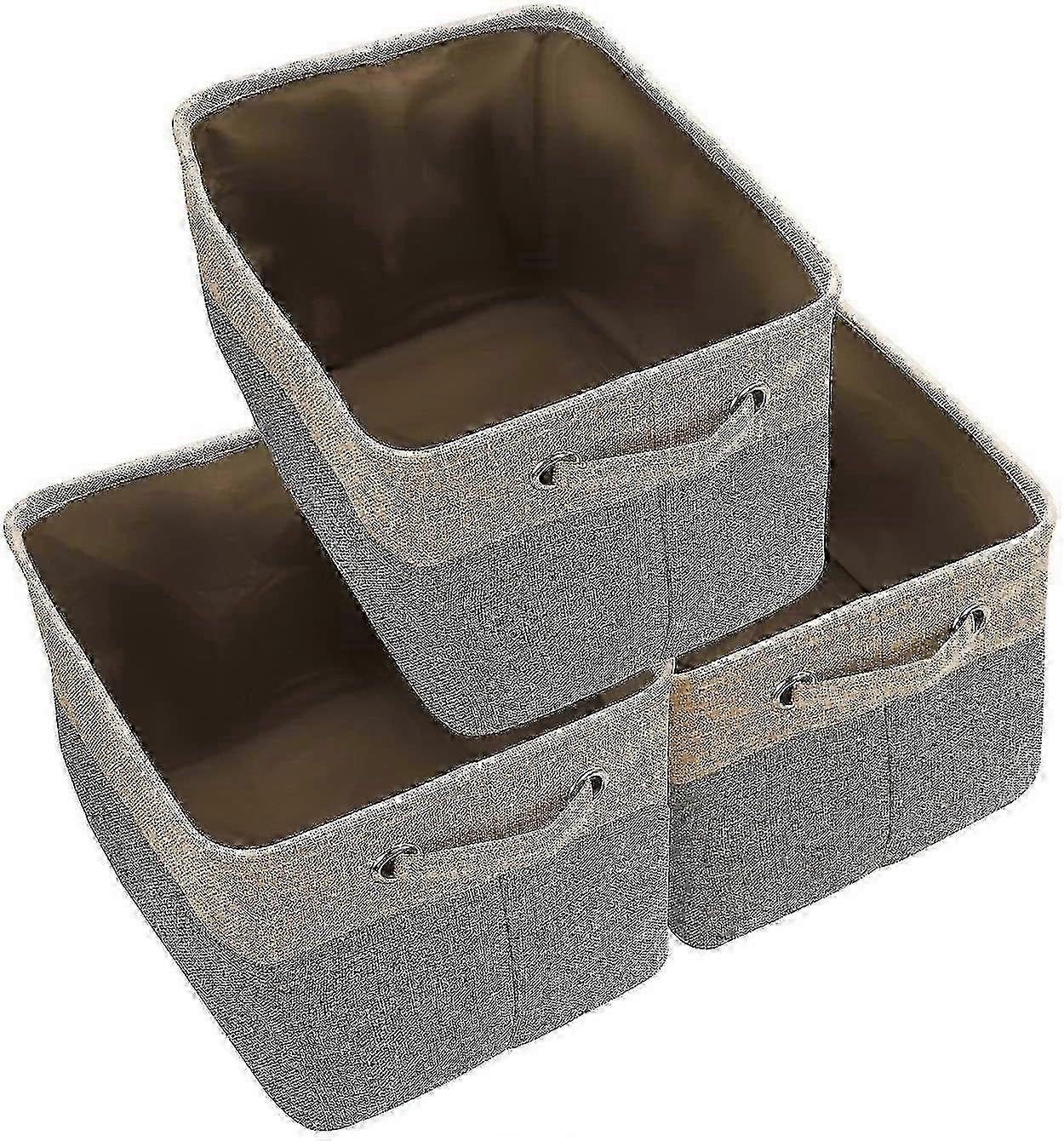 Foldable Storage Box Basket Set [3 Pack] Canvas Fabric Foldable Storage Box