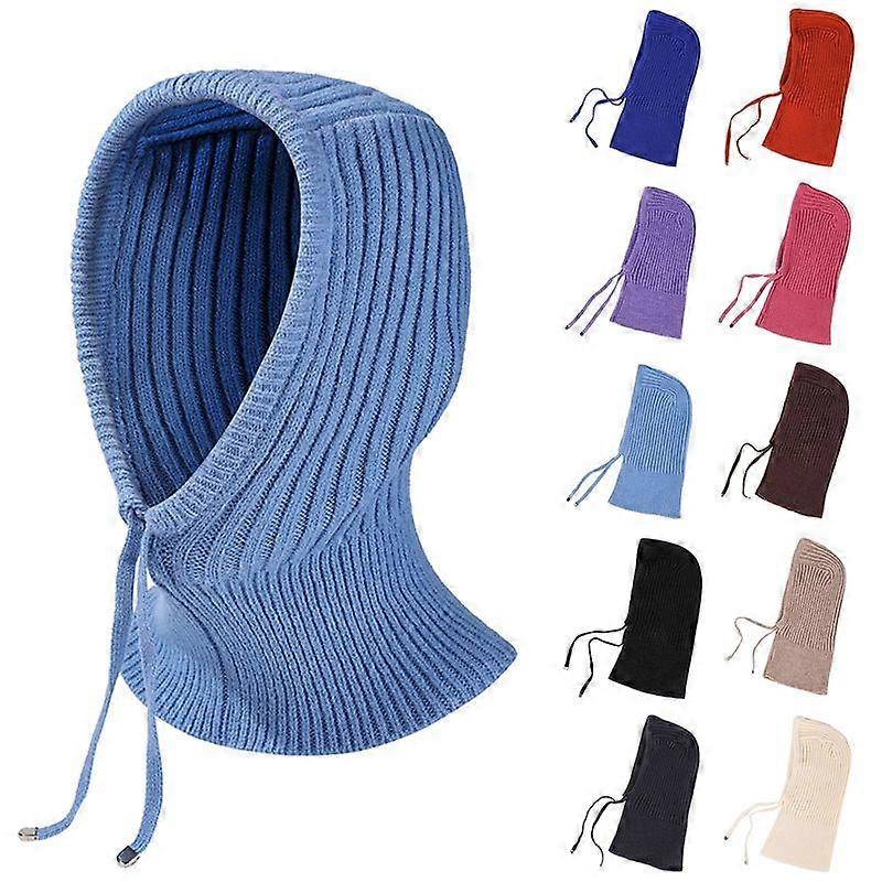 Hat Scarf,Men Cycling Hat Scarf Solid Color Soft Knitted Elastic Drawstring Keep