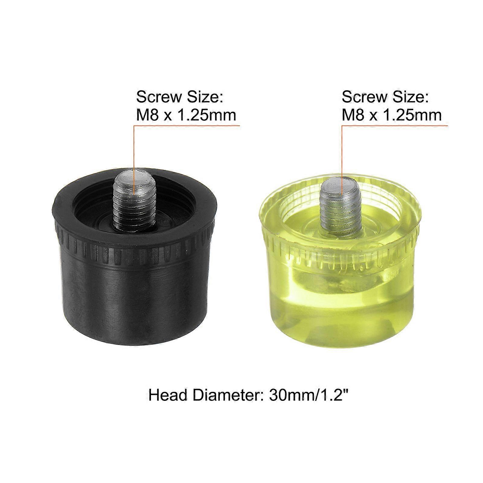 2 Set Mallet Hammer Replacement Heads 1.2" Dia Plastic & Polyurethane for Wood