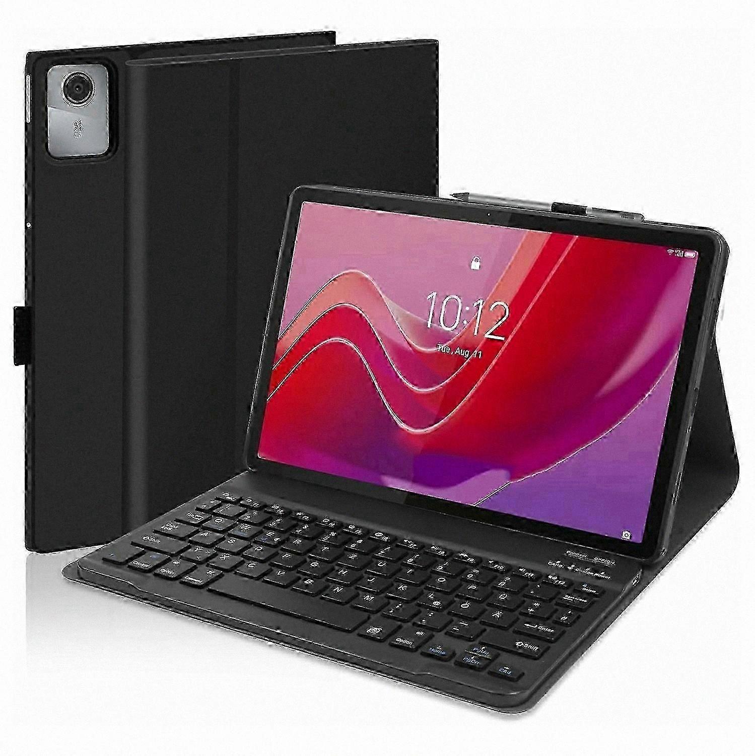 Capa de couro com teclado Bluetooth e compartimento para caneta para tablets de 11 polegadas, compatível com diversos modelos.