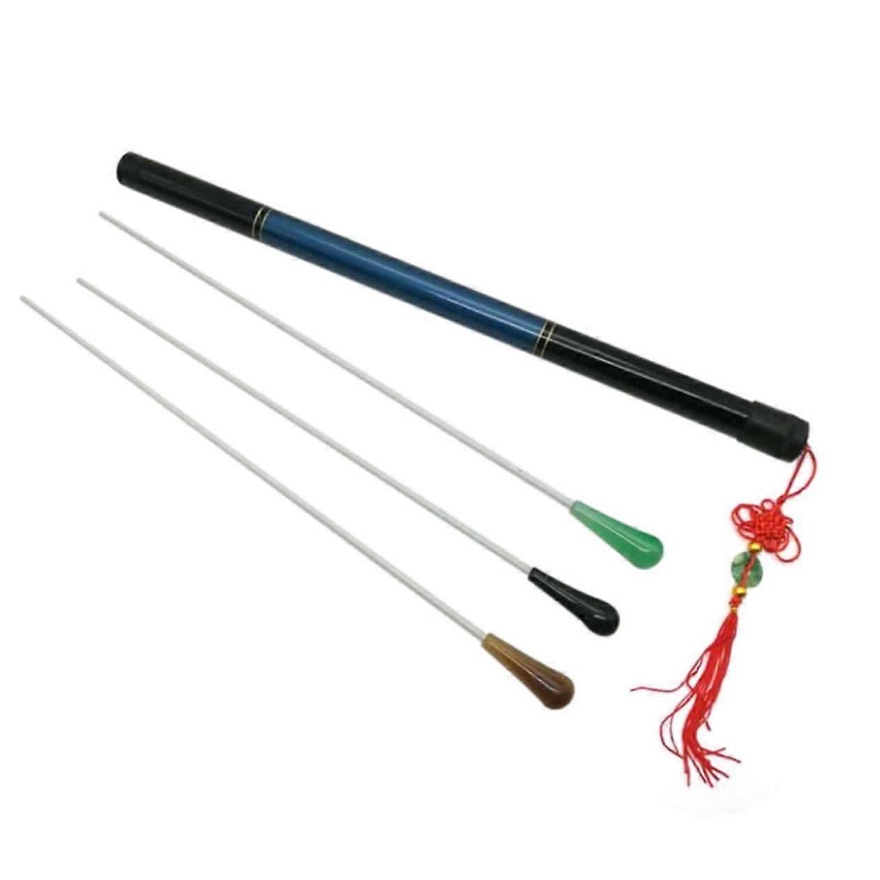 Green Conductor Baton Medium Size with Ergonomic Agate Handle and Protective Storage Tube