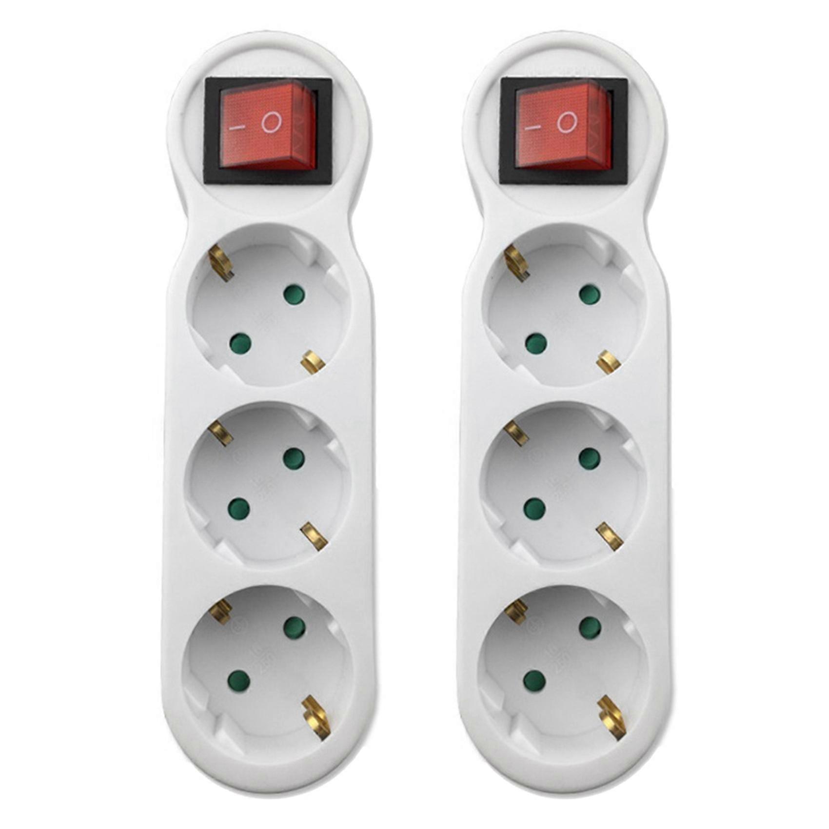 2X 16A European Type Conversion Plug 1 to 3 Way EU Standard Power Adapter Socket EU Plug