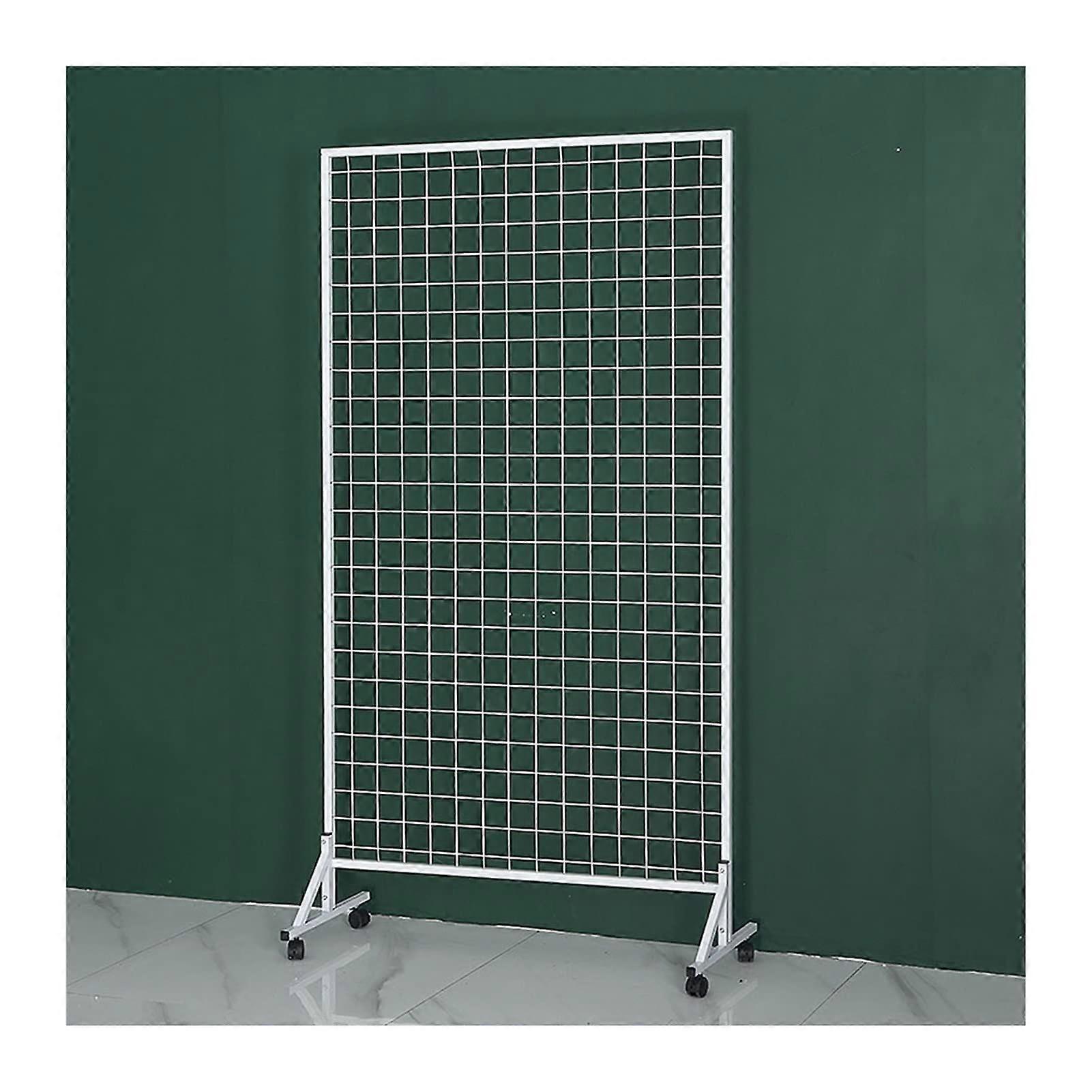 Gridwall Display Panel with Wheels, White 50 x 180 cm Mesh Stand for Retail Shopfitting